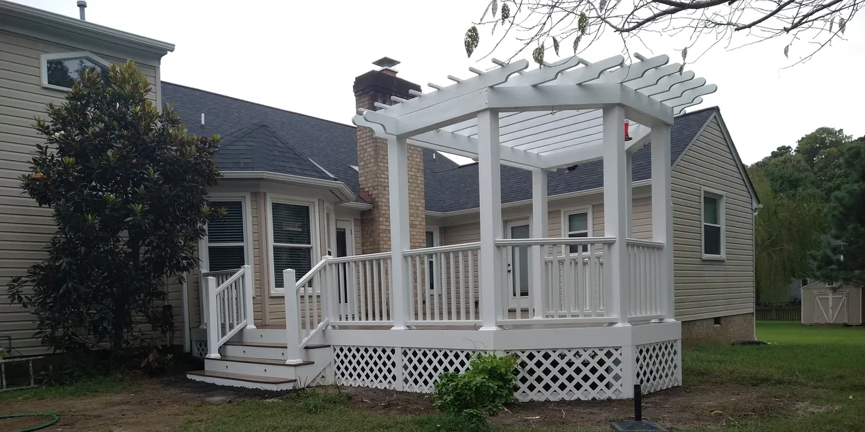 Custom white pergola, Hampton Roads VA